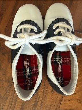 smartfit Navy and White Kids Saddle Dress Shoes